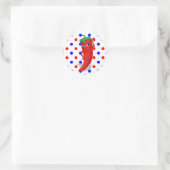 Red Hot Pepper Diva Red Blue Polka Dots Runder Aufkleber (Tasche)