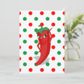 Red Hot Pepper Diva Red Green Polka Dots Invitati Einladung (Stehend Vorderseite)