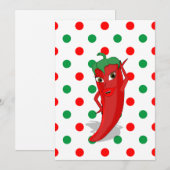 Red Hot Pepper Diva Red Green Polka Dots Invitati Einladung (Vorne/Hinten)