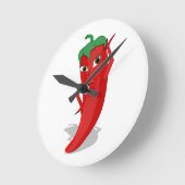 Red Hot Pepper Diva Runde Wanduhr (Winkel)
