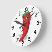 Red Hot Pepper Diva Runde Wanduhr (Winkel)