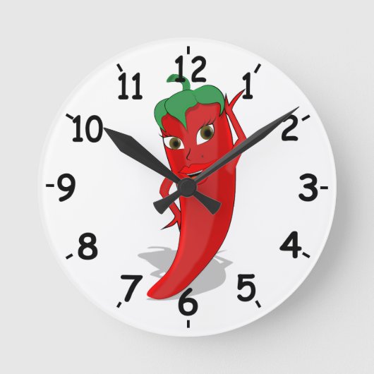 Red Hot Pepper Diva Runde Wanduhr (Vorderseite)