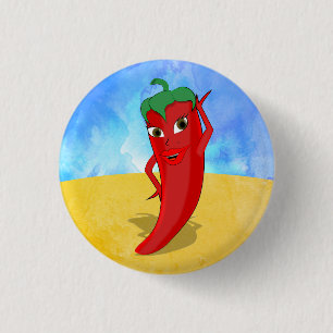 Red Hot Pepper Diva Sonnige Wüste Button
