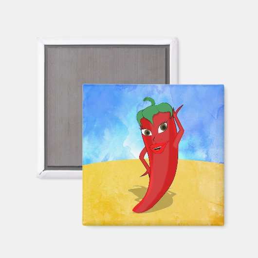 Red Hot Pepper Diva Sonnige Wüste Magnet (Vorderseite/Rückseite)