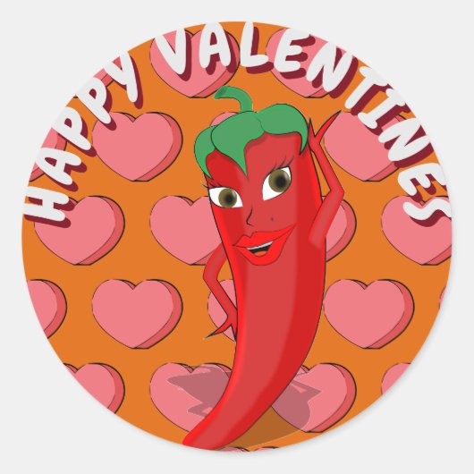 Red Hot Pepper Diva Valentines Runder Aufkleber (Vorderseite)