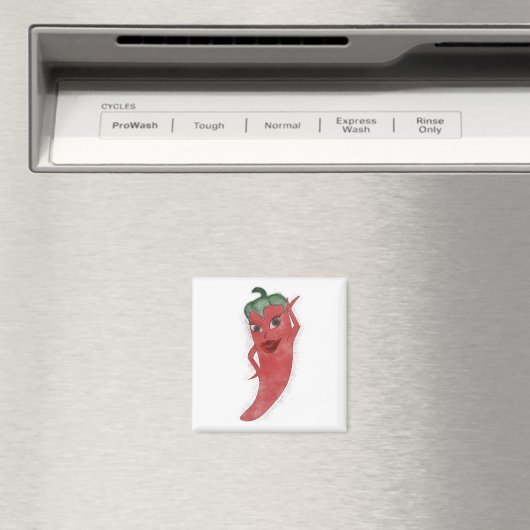 Red Hot Pepper Diva Wasserfarbe Custom Magnet (In Situ (Geschirrspüler))