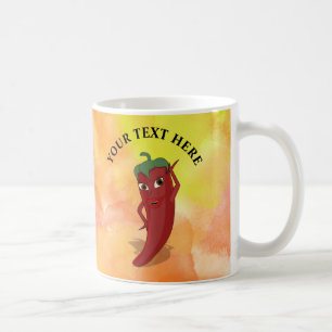 Red Hot Pepper Diva Wasserfarbe Kaffeetasse