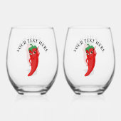 Red Hot Pepper Diva Weinglas Ohne Stiel (Vorderseite)