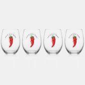 Red Hot Pepper Diva Weinglas Ohne Stiel (Vorderseite)
