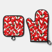 Red Hot Peppers Spicy Ofenhandschuh & Topflappen-Set (Vorderseite)
