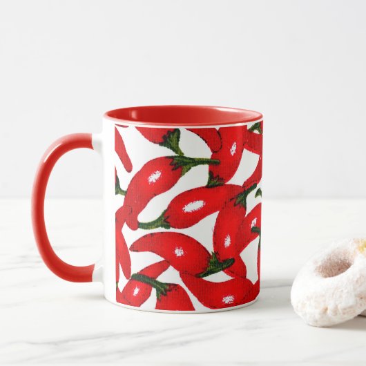 Red Hot Peppers Spicy Tasse (Mit Donut)