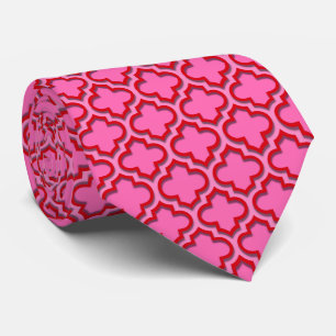 Red Hot Pink marokkanisches Quatrefolienmuster #5D Krawatte