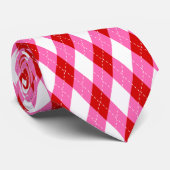 Red Hot Pink White Rauten Diamond Neck Tie Krawatte (Gerollt)