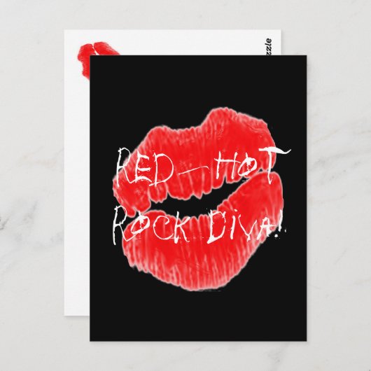 Red Hot Rock Diva Lippen IV Postkarte (Vorne/Hinten)