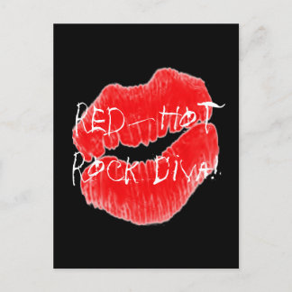 Red Hot Rock Diva Lippen IV Postkarte
