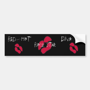 Red Hot Rock Star Diva Lips i Bumper Sticker Autoaufkleber