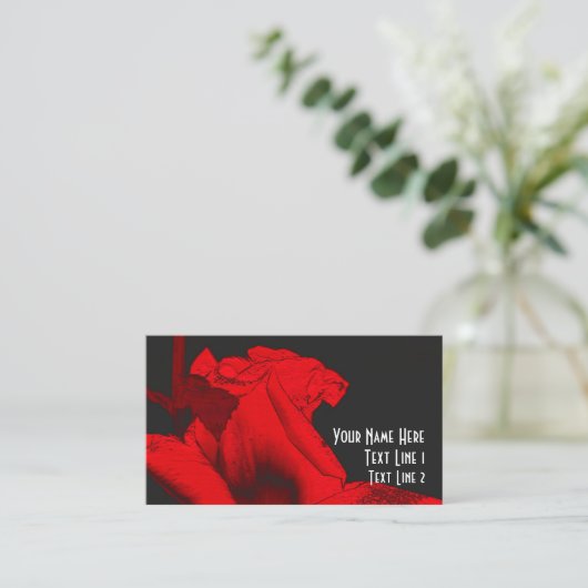 Red Hot Rosenknospe Floral Art Business Card Visitenkarte (Stehend Vorderseite)