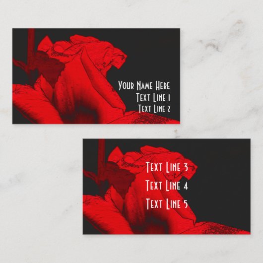 Red Hot Rosenknospe Floral Art Business Card Visitenkarte (Vorne/Hinten)