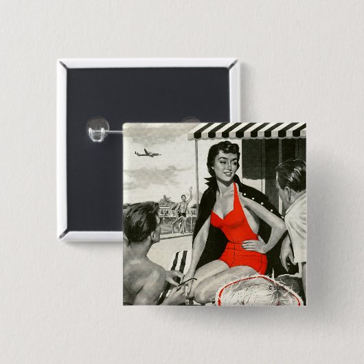 Red Hot Woman Button (Vorne & Hinten)