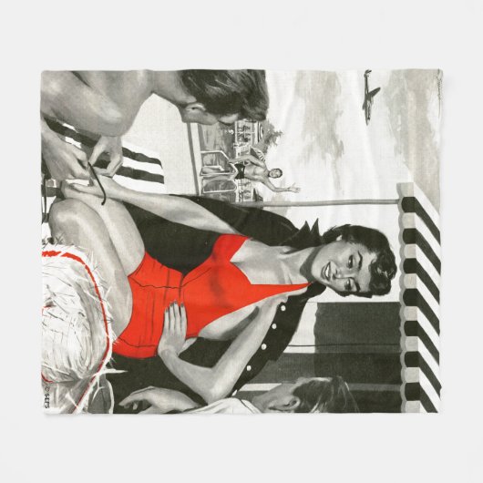 Red Hot Woman Fleecedecke (Vorderseite (Horizontal))