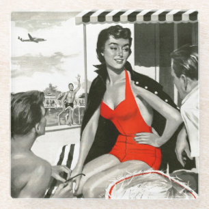 Red Hot Woman Glasuntersetzer