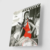 Red Hot Woman Quadratische Wanduhr (Winkel)