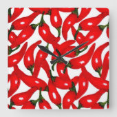 Red Hottt Chili Quadratische Wanduhr (Vorderseite)