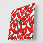 Red Hottt Chili Quadratische Wanduhr (Winkel)