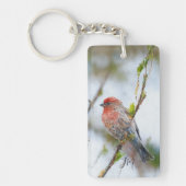 Red House Finch Bird Painting Initial Birdwatcher Schlüsselanhänger (Vorderseite)