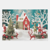 Red House Winter Snow Design Einzigartiges Weihnac Geschenkpapier Set (Vorderseite 2)