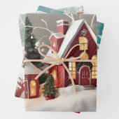 Red House Winter Snow Design Einzigartiges Weihnac Geschenkpapier Set (Beispiel)