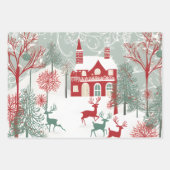 Red House Winter Snow Design Einzigartiges Weihnac Geschenkpapier Set (Vorderseite 3)