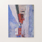 Red Houses Bjornegaard Snow Norwegen Monet Fine Ar Puzzle (Vertikal)