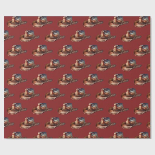 Red Howdy Cowboy Western Hats Geschenkpapier (Flach)