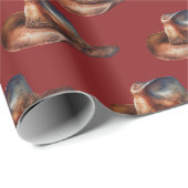 Red Howdy Cowboy Western Hats Geschenkpapier (Rolleneckpunkt)
