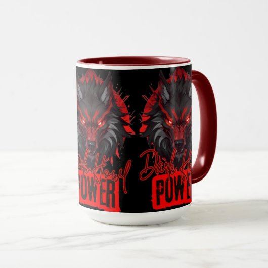 Red Howl Ninja Wolf | Dunkle Magie Tasse (VorderseiteRechts)