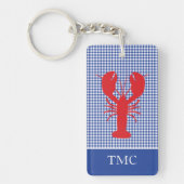 Red Hummer Blue White Gingham Monogram INITIALS Schlüsselanhänger (Vorderseite)