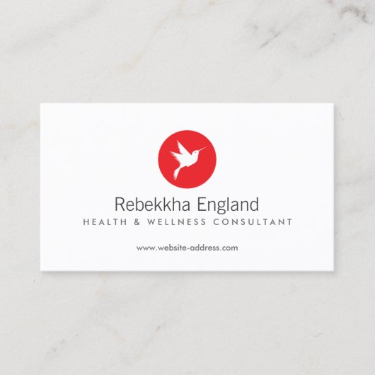 Red Hummingbird Logo Health Care, Naturopath Visitenkarte (Vorderseite)