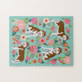 Red Husky Dog Vintag Florals Puzzle (Horizontal)