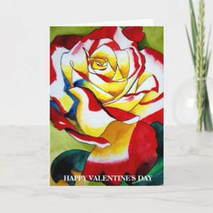 Red Hybrid Tea Rose Blume Valentine's Day Card Feiertagskarte