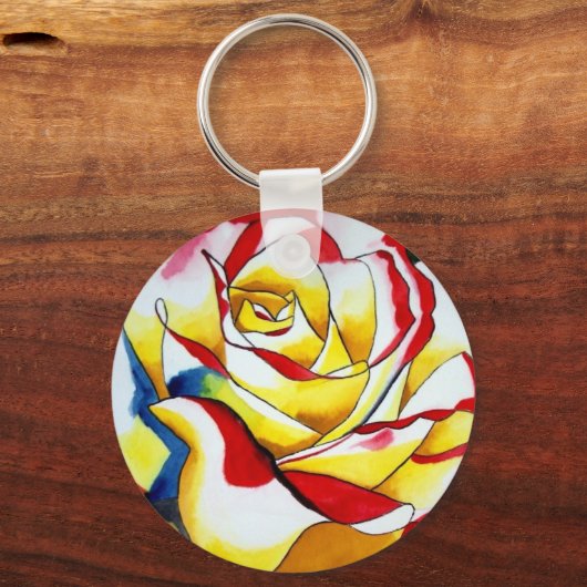 Red Hybrid Tee Rose Blume Schlüsselanhänger (Vorderseite)