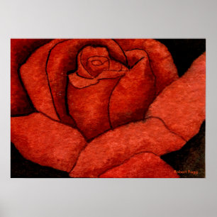 "Red Hybrid Tee Rose" Rose Garden Blumenplakat Poster