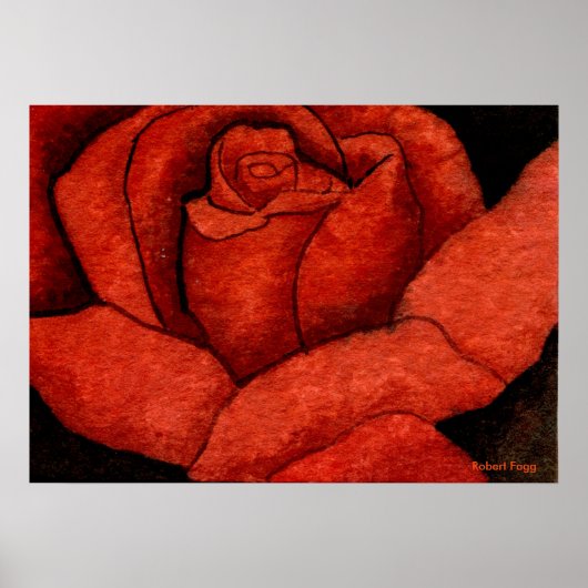 "Red Hybrid Tee Rose" Rose Garden Blumenplakat Poster (Vorne)