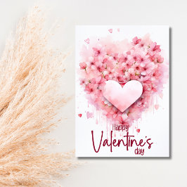 Red hydrangea heart Happy Valentines Day Feiertagskarte