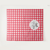 Red I Do GRILLEN Gingham Kariert Engagement Party Wandteppich (Vorderseite (Horizontal))