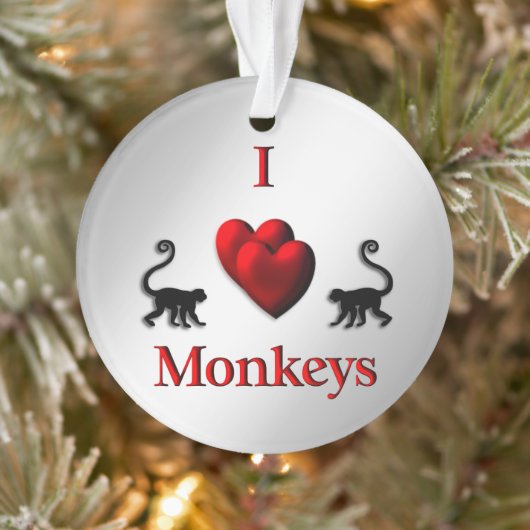 Red I Heart Monkeys Ornament (Baum)
