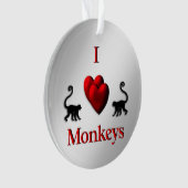 Red I Heart Monkeys Ornament (Vorderseite)