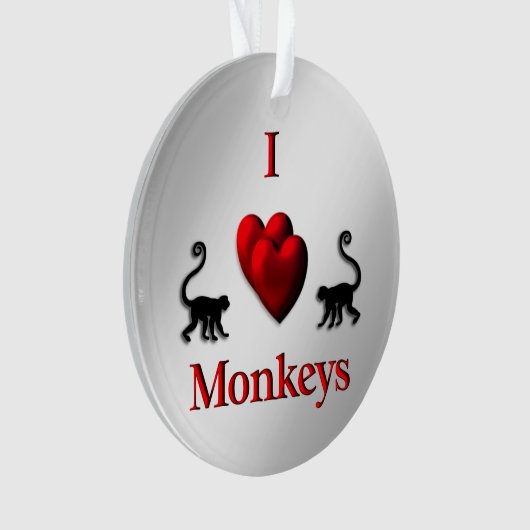 Red I Heart Monkeys Ornament (Vorderseite)