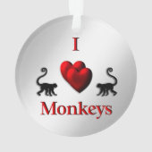Red I Heart Monkeys Ornament (Rückseite)