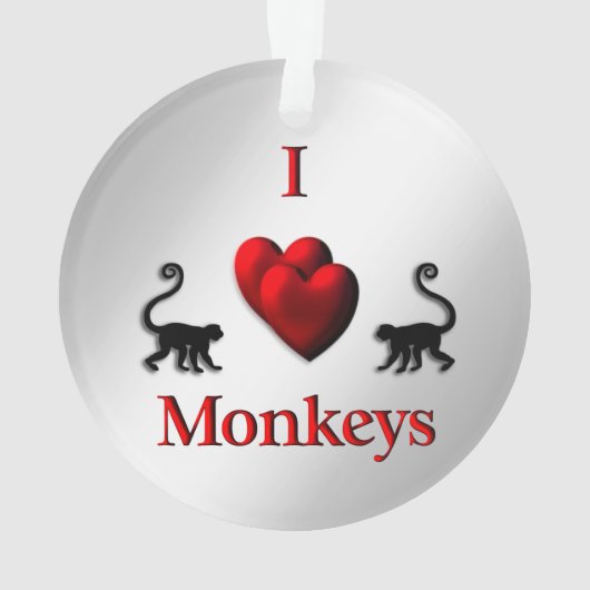 Red I Heart Monkeys Ornament (Rückseite)